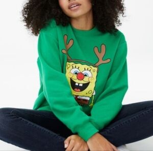 XLโข Nickelodeon โข Green SpongeBob SpongeBob Christmas Crew Sweatshirt